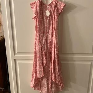 Floral wrap dress for women, summer casual pink, medium size